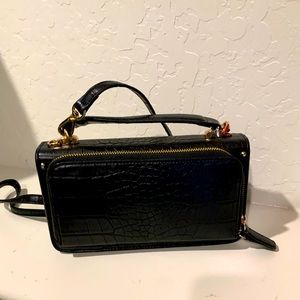Leather Croc Crossbody Bag